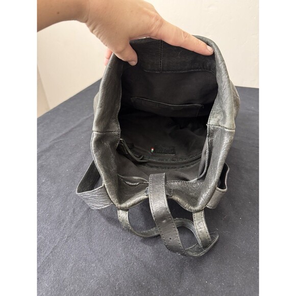 Maxon Collection Black Pebbled Leather Backpack Purse Handmade in Italy main image 10